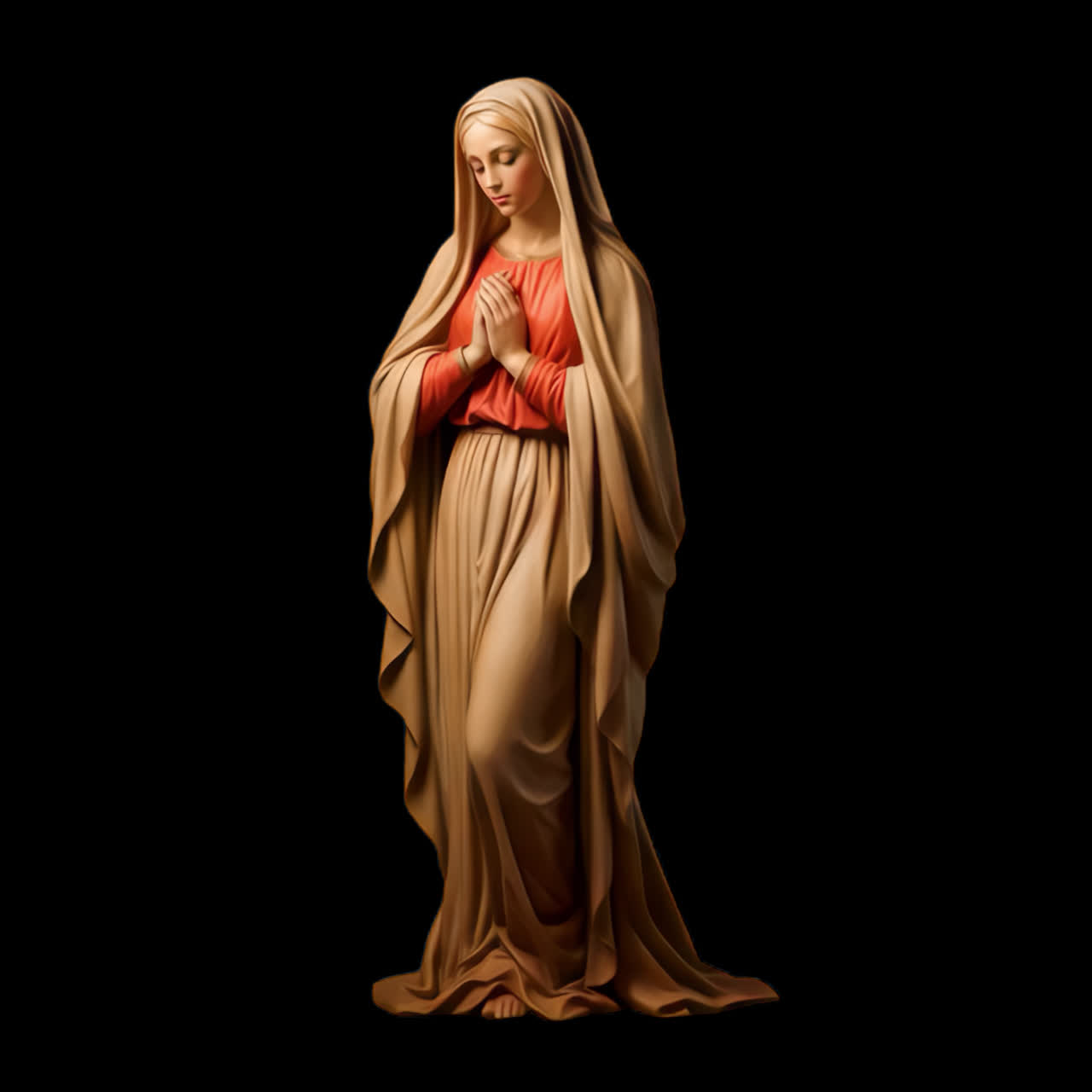 Virgin Mary 3d design animation isolated asset, transparent 4K video, alpha channel, ProRes 4444