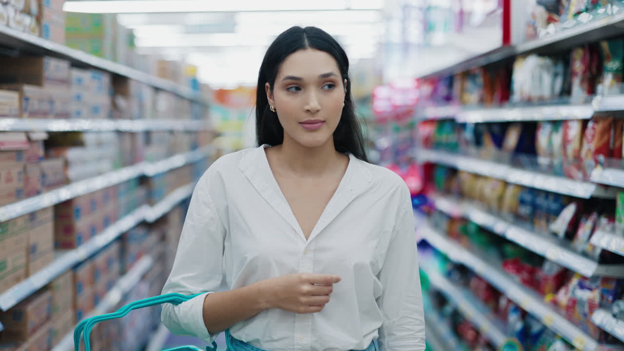 식료품 가게 에서 쇼핑 하는 여자