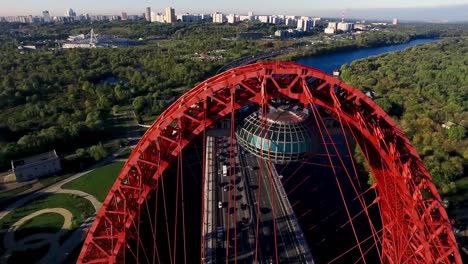 aerial view of the red bridge in moscow