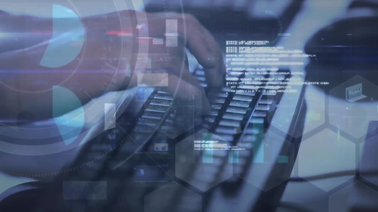 animación del procesamiento de datos con las manos usando computadora