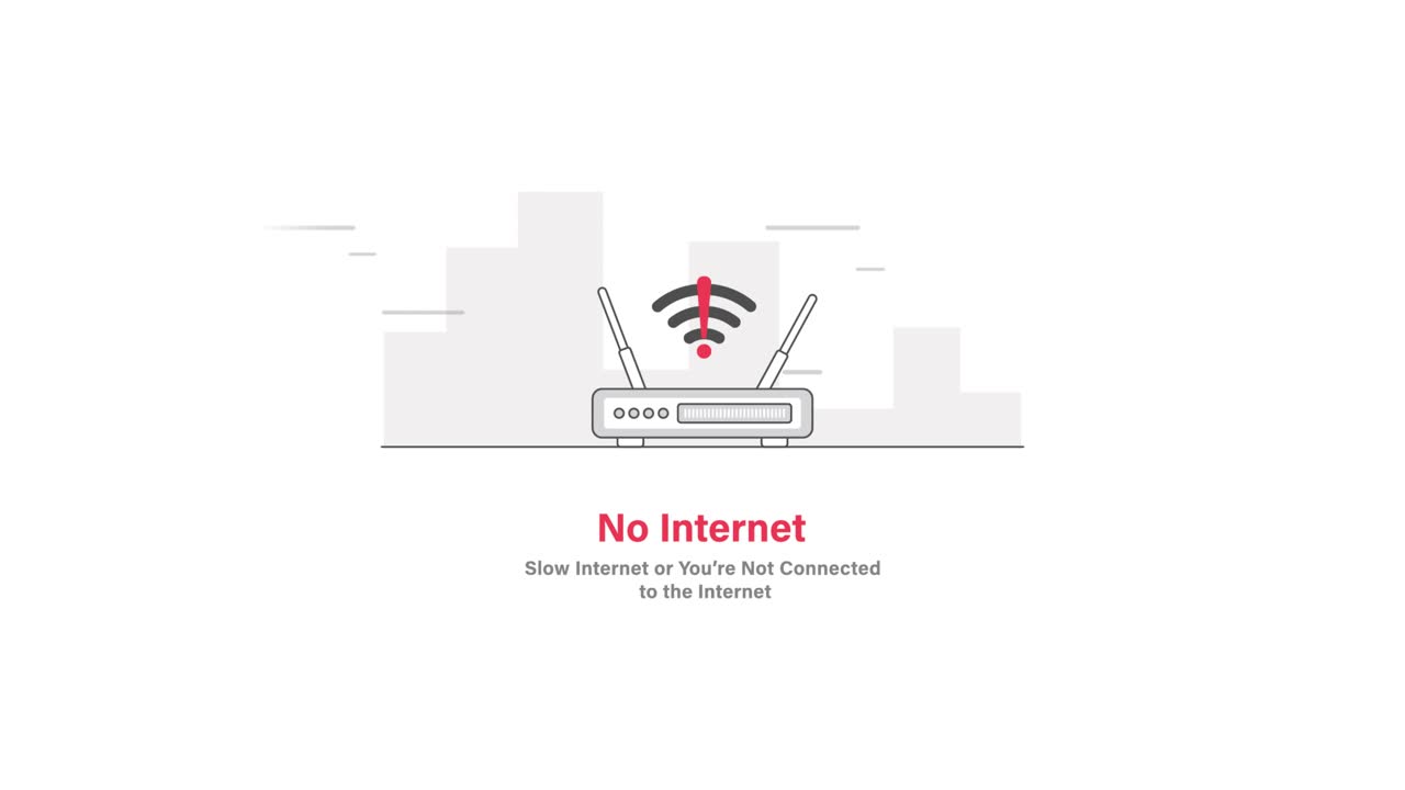 Animated Wi-Fi Router Showing No Internet Connection