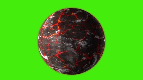 earth after a global disaster. chaotic volcanic planet on a green screen