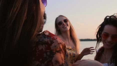 Happy-group-of-friends-dancing-during-the-beautiful-sunset/Dabrowa-Gornicza/Poland