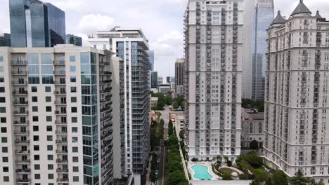 Excellent-Aerial-View-Heading-Pulling-Away-From-Skyscrapers-In-Downtown-Atlanta