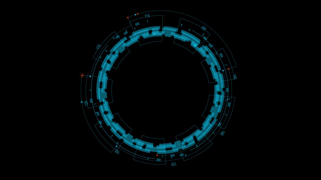 Motion graphic of Blue circle rotation with head up display ( HUD UI ) technology interface and futuristic elements alpha channel included