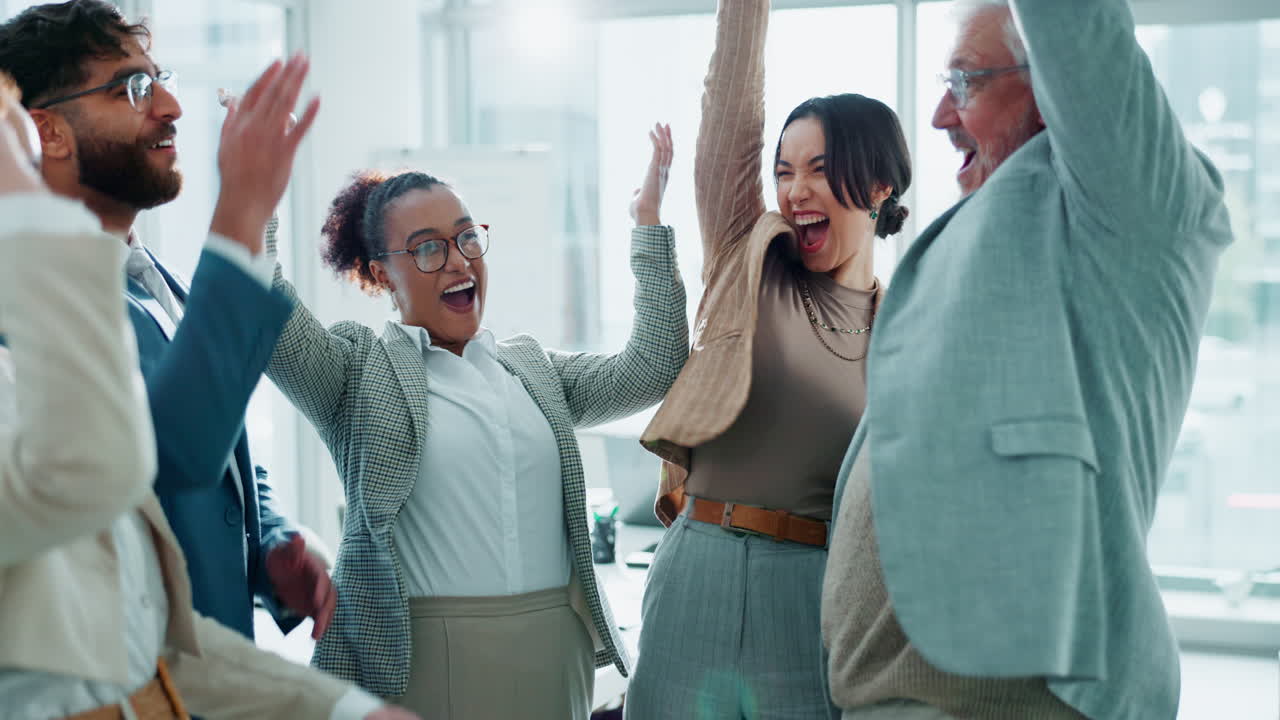 Successful and Happy Business Team Celebrating Achievement