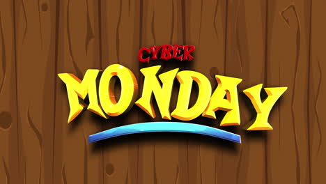 Cyber-Monday-cartoon-text-on-wood