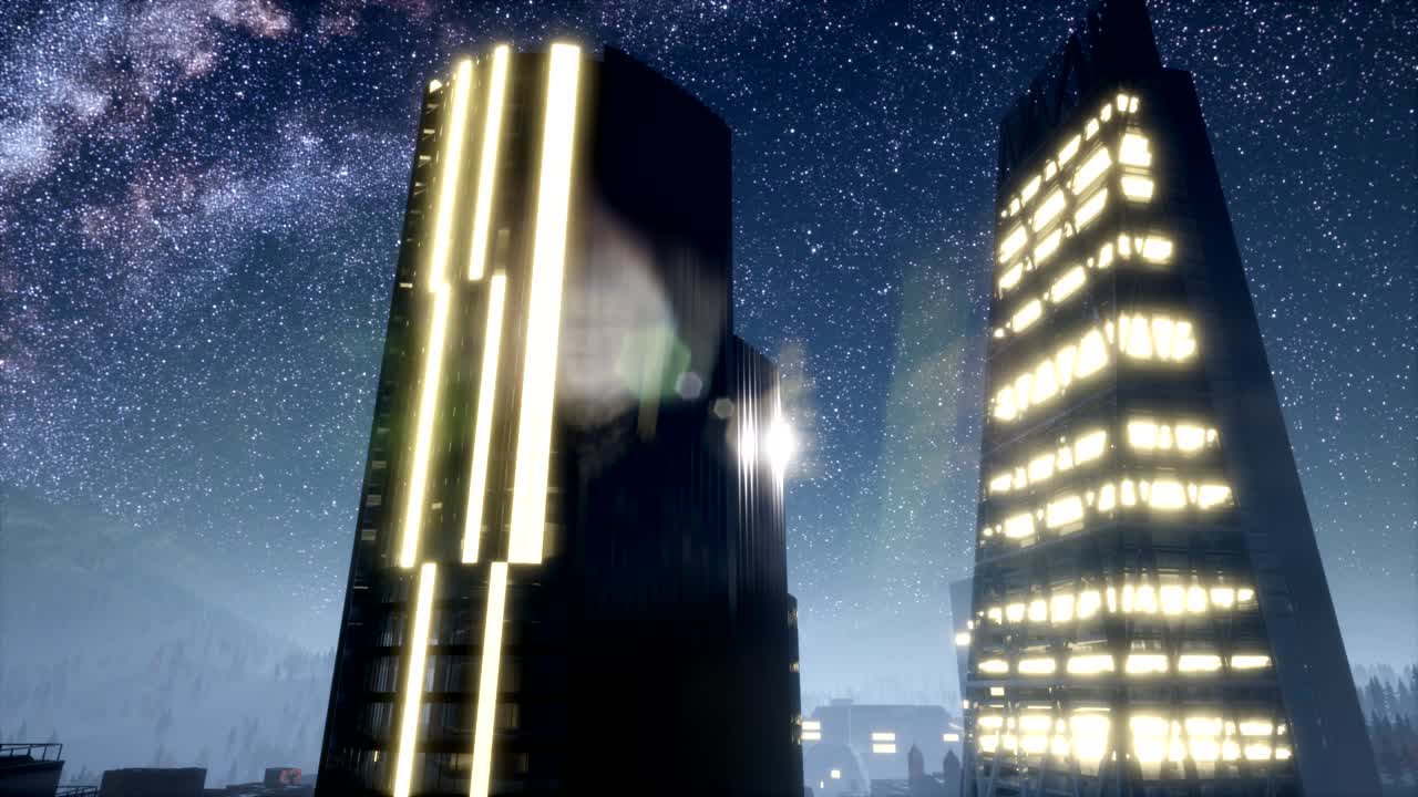 rascacielos de la ciudad por la noche