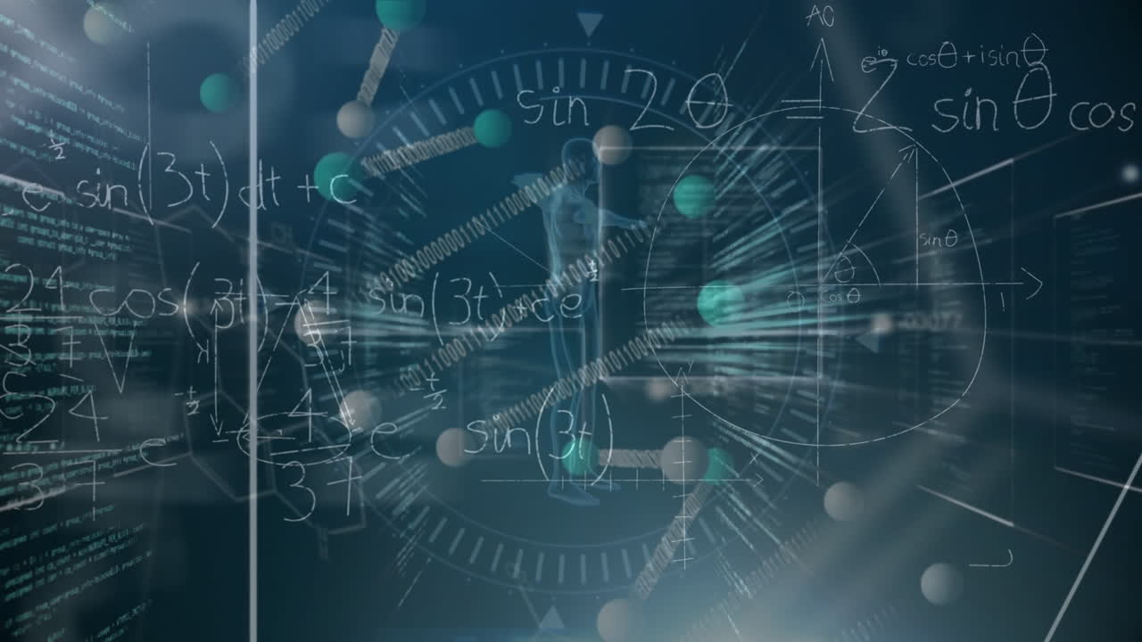 검은 바탕 위의 데이터 처리의 애니메이션과 dna