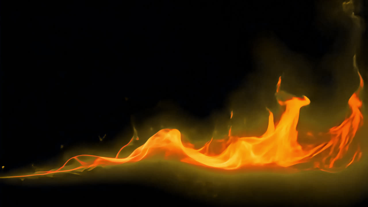 Vivid flames against dark background animated overlay, transparent 4K video, alpha channel, ProRes