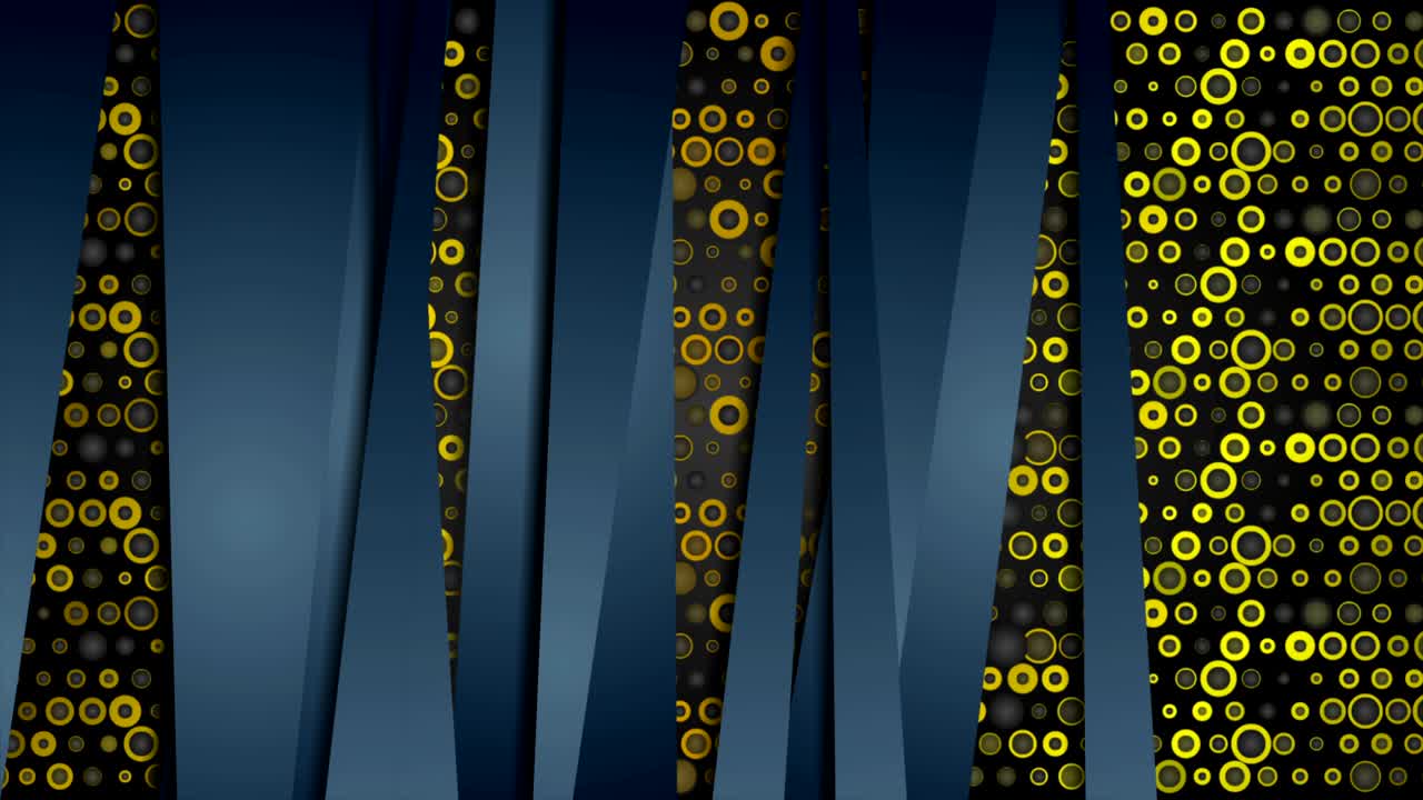 Blue stripes and golden yellow circles video animation