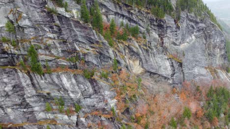 rocky cliff from mount washington on rainy autumn day