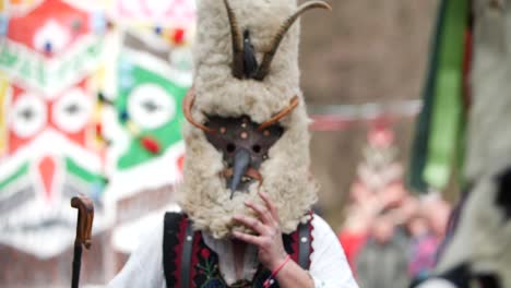 interesting mask made out of wool expressing somewhat scary feeling