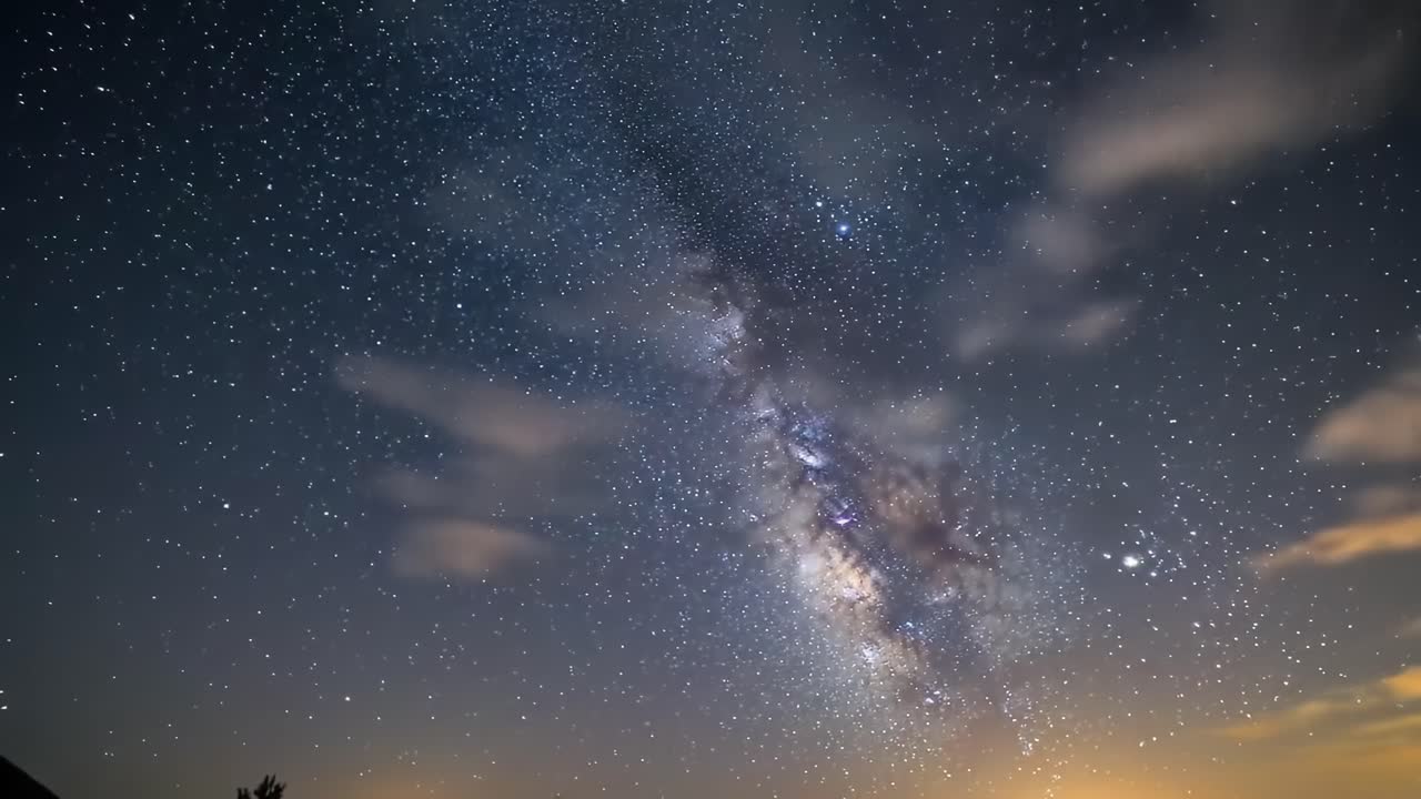 Gaze at the stunning Milky Way galaxy illuminated in the night sky. This serene landscape captures twinkling stars and a tranquil atmosphere, perfect for stargazers.