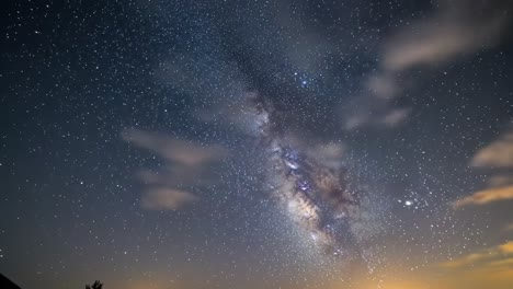 gaze at the stunning milky way galaxy illuminated in the night sky. this serene landscape captures twinkling stars and a tranquil atmosphere, perfect for stargazers.
