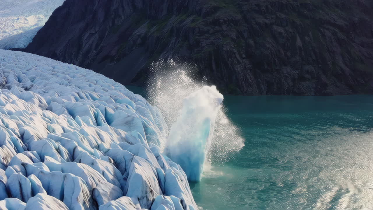 Glacier Calving into a Lake