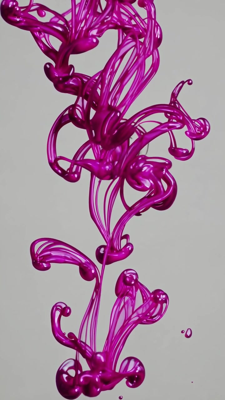 Tinta Magenta Vibrante Rodopiando e Espalhando na Água
