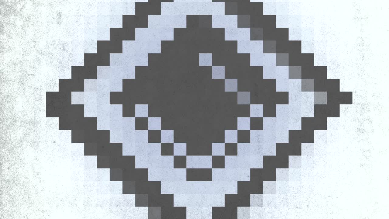 Geometric pixel art striking black and white diamond design