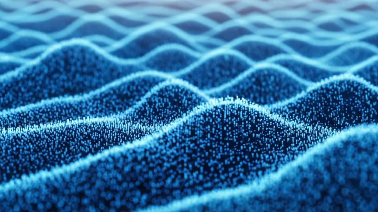 An Ethereal Visualization of Dynamic Waves: This Stunning Sequence Displays the Fluid Motion and Vibrant Texture of Light-Infused Undulating Patterns of Energy