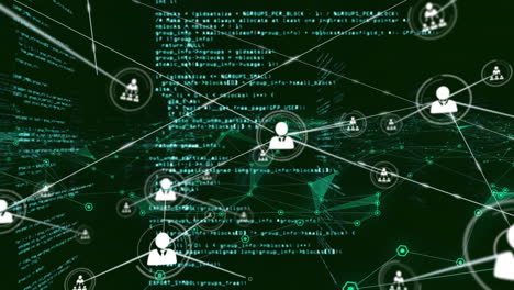 animazione dell'interfaccia digitale che mostra le informazioni con le icone della rete di persone