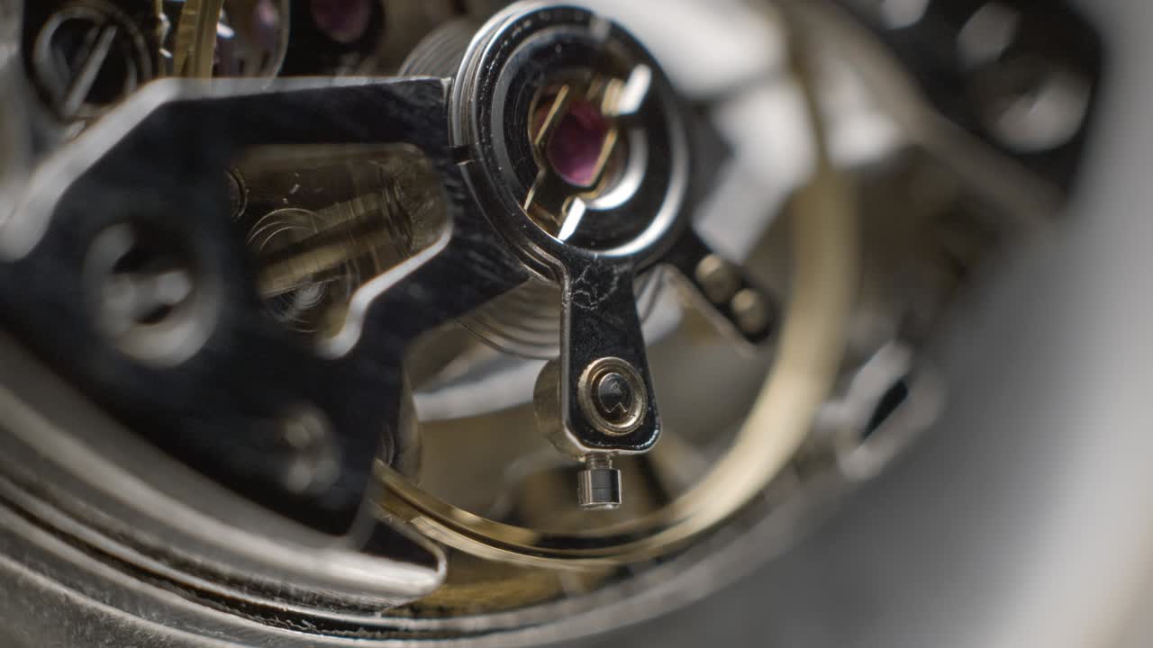 Watch tourbillon rotating macro slowmotion