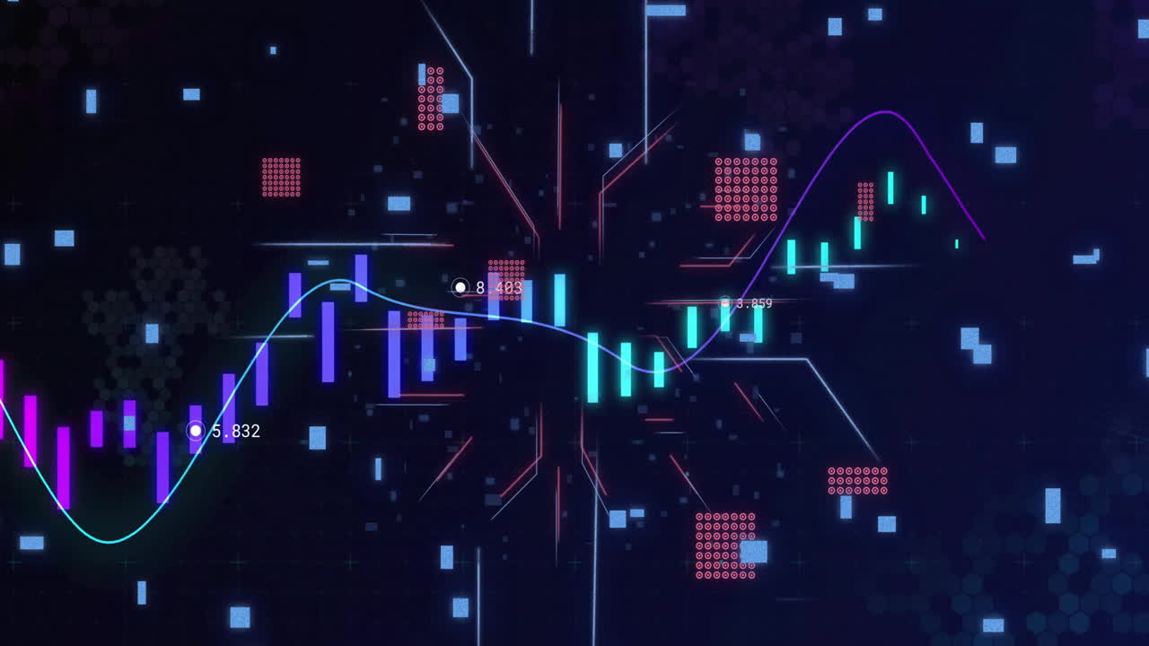 animación de datos financieros y análisis del mercado de valores con gráficos y gráficos