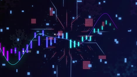 financial data and stock market analysis animation with graphs and charts