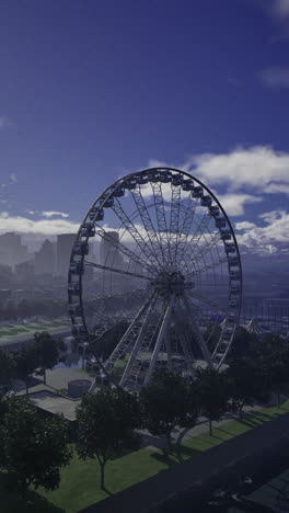 ferris wheel stands tall in a vibrant city park on a sunny day
