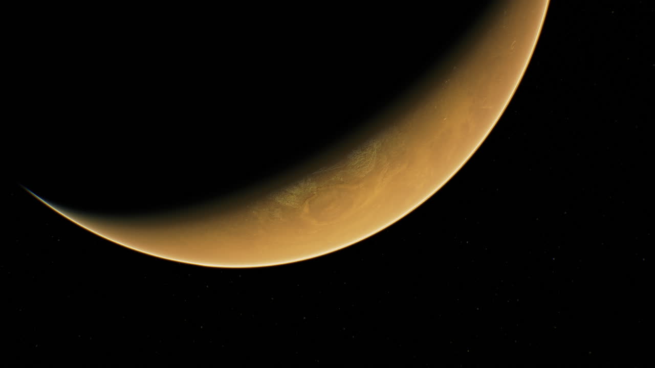 Detailed view of mars showcasing its surface features and atmosphere at dusk