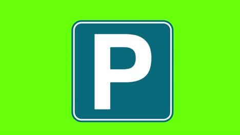 2d animation of the parking sign on a green screen