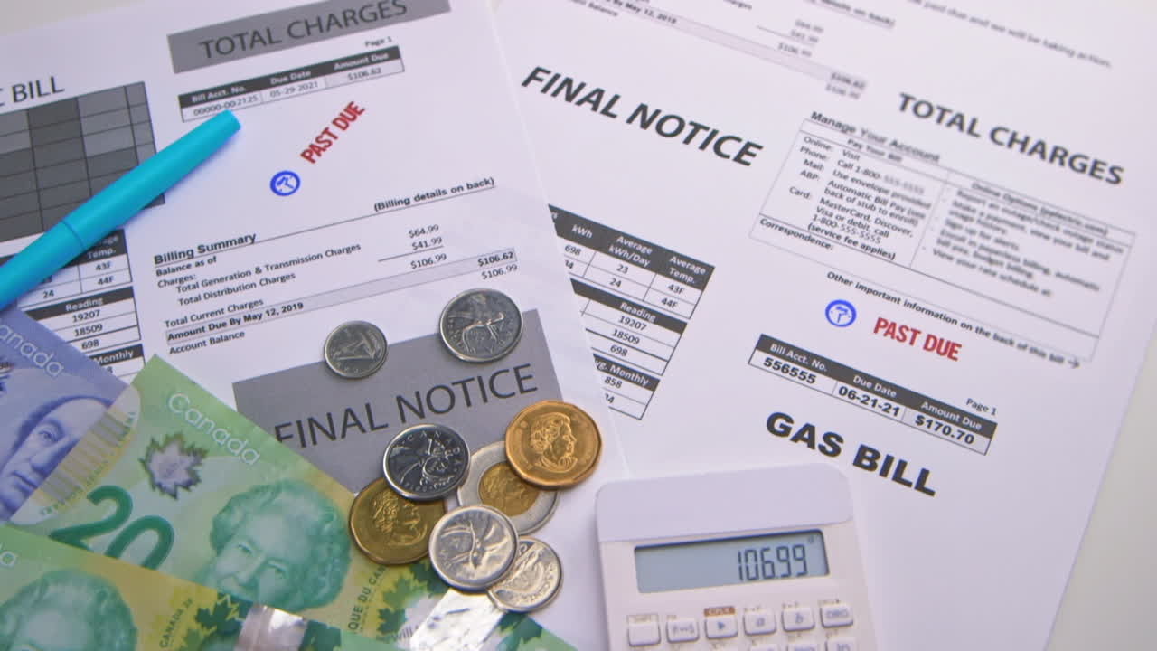 캐나다에서 청구서를 지불하는 데 어려움을 겪는 사람들을 반영하는 주제입니다.