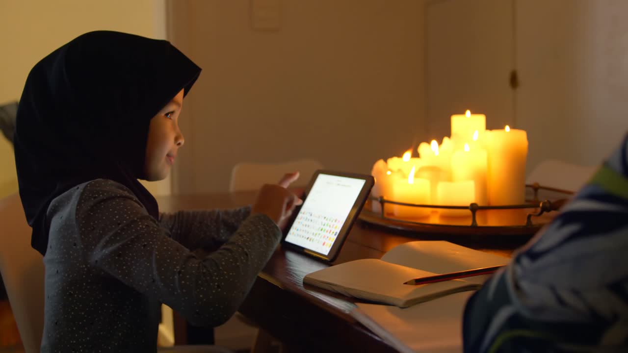 Mother and daughter using digital tablet 4k