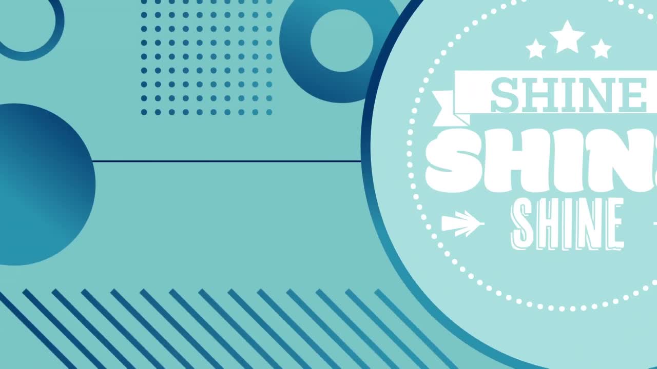 파란색 바탕에 파란색 원과 함께 반복되는  ⁇ 색 문자로 빛나는 텍스트의 애니메이션