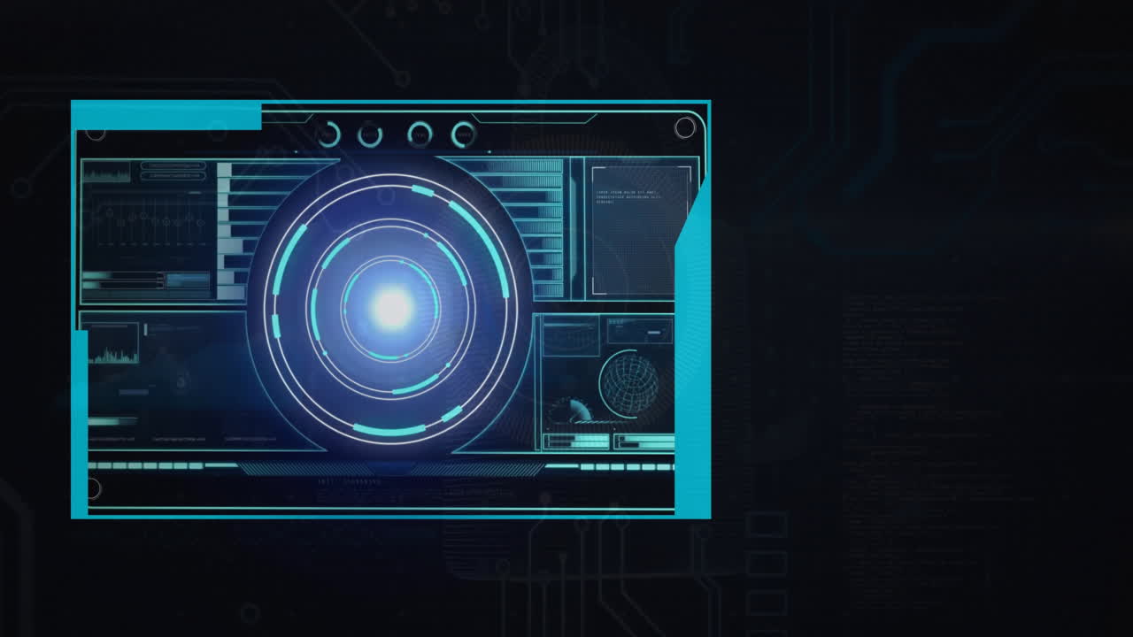 Animation of scope scanning and data over black background