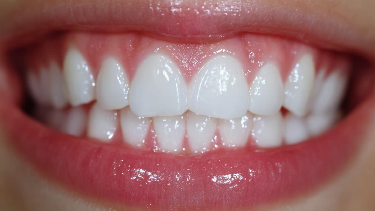 A Close-Up View of a Healthy Smile Showcasing Bright, White Teeth and Well-Cared-For Gums, Illustrating Good Dental Hygiene Practices and Aesthetic Oral Health