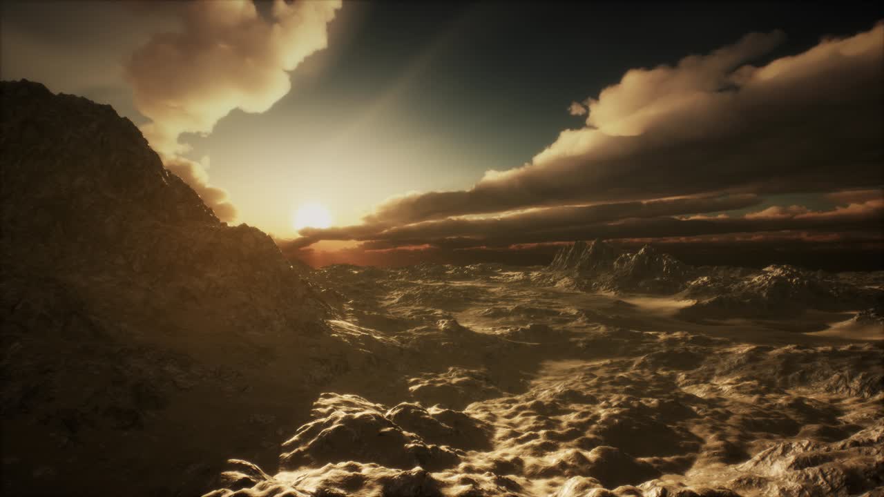 Sun Rays over Mountains in a Valley