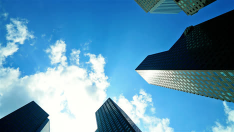 Zeitraffer-Schönes-Wolkenkratzer-Bürogebäude-In-Der-Skyline-Der-Großstadt