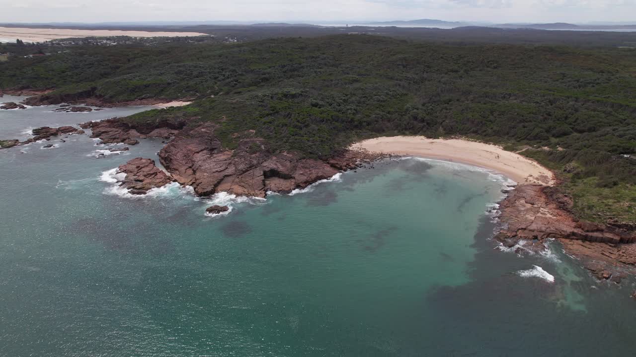 Kingsley Beach With Turquoise Seascape In Boat Harbour, NSW, Australia - Aerial Drone Shot
