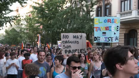 granada, spain - june 28, 2022: many people at the pride manifestation, lgbt+ community