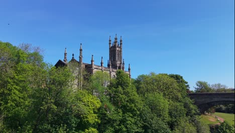 drone footage revealing the rhema christian church in edinburgh, showcasing its peaceful surroundings and spiritual presence in the heart of the city