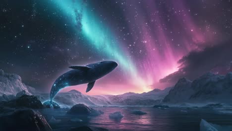 whale in aurora borealis