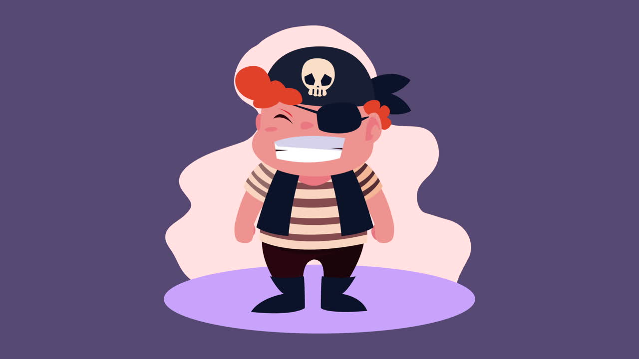 niño lindo disfrazado de pirata