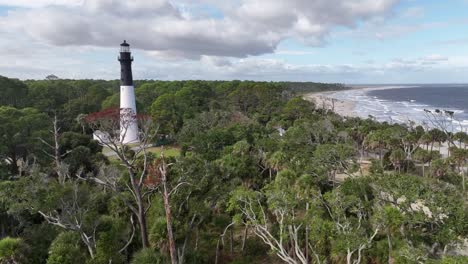 treetop aerial hunting island beach lighthouse