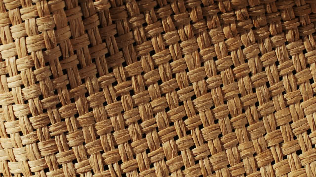 Close-up view of a woven straw hat