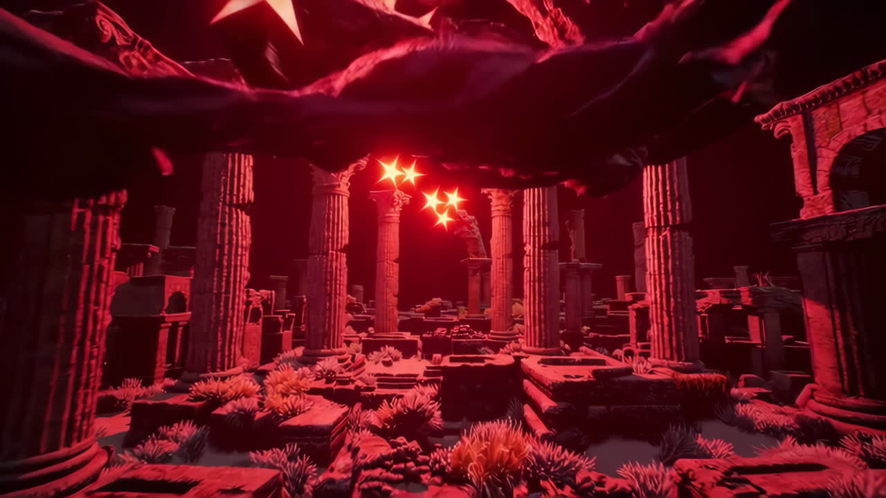 vórtice oscuro en las antiguas ruinas submarinas.