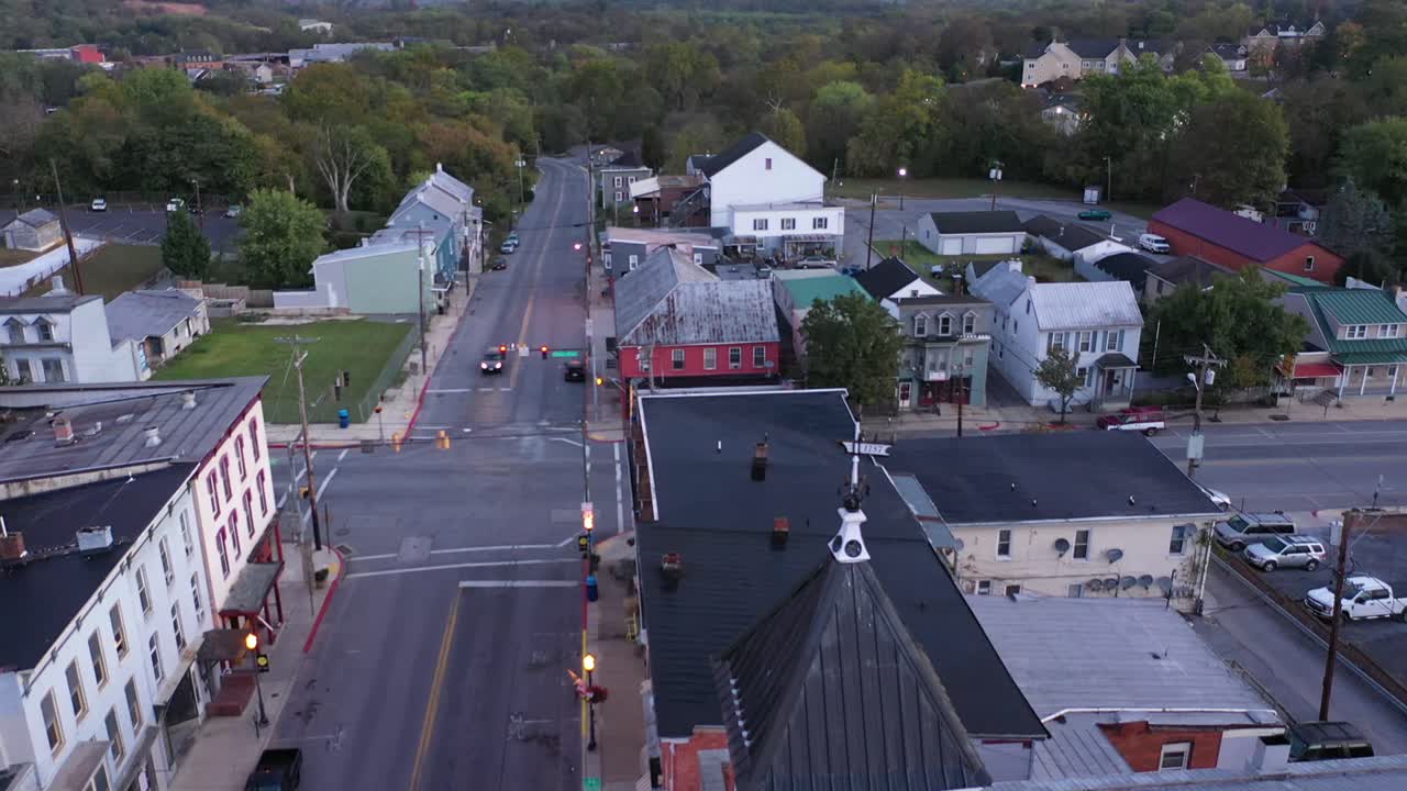 4K Aerial Williamsport Maryland Clock and City