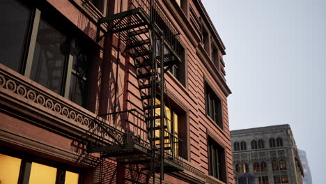 old new york building detail with fire escape