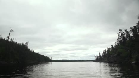 Línea-De-Bosque-Desde-Un-Barco-En-Un-Lago