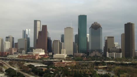 aerial view of downtown houston area