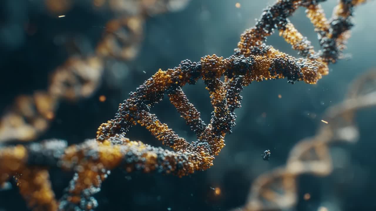 Uno straordinario primo piano della struttura del DNA: esplora i dettagli intricati della doppia elica e la sua complessa composizione molecolare in alta definizione.